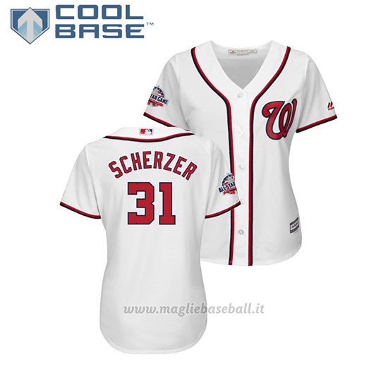 Maglia Baseball Donna Washington Nationals Max Scherzer 2018 All Star Game Cool Base Bianco